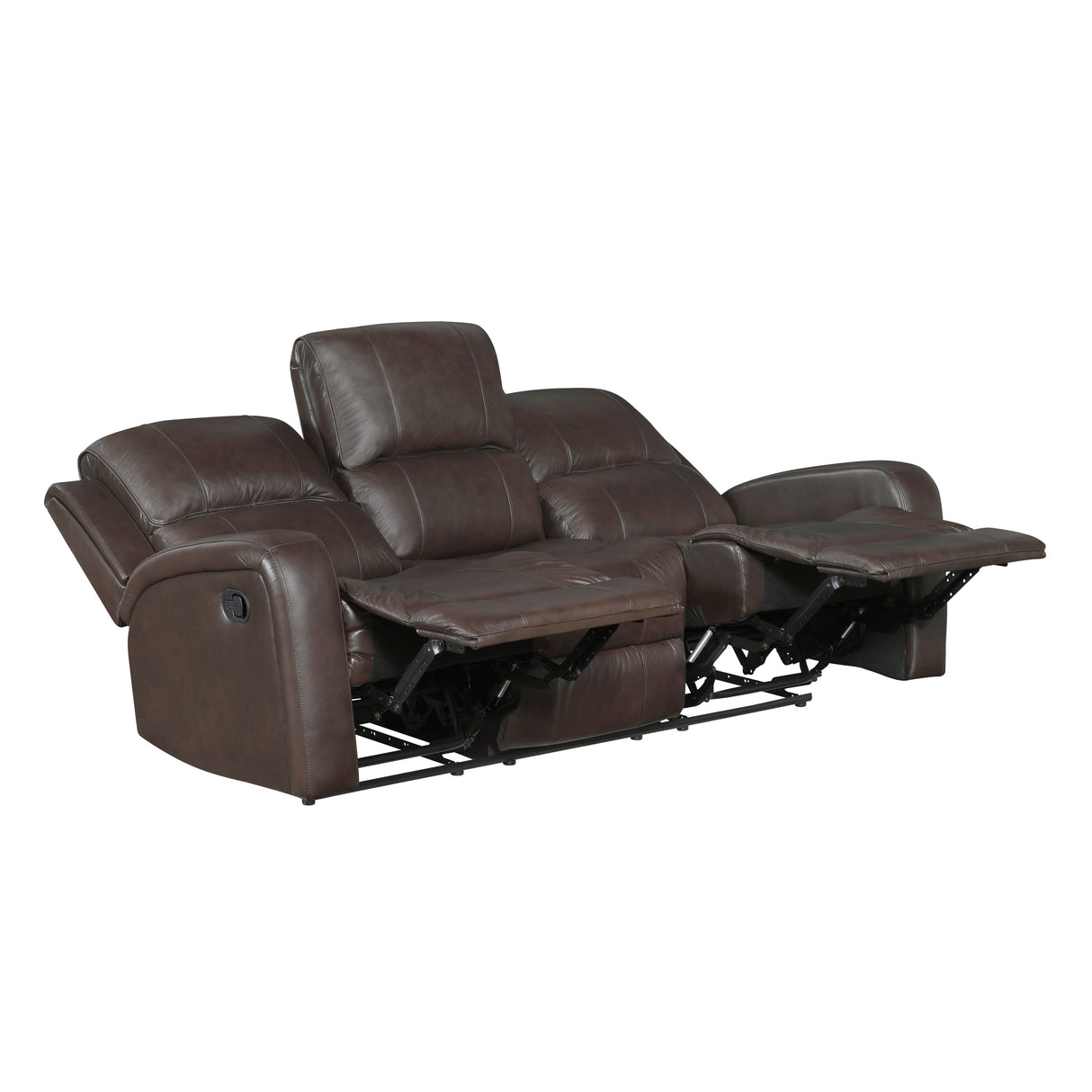 Austin Brown Genuine Leather Double Reclining Sofa from Homelegance - Luna Furniture