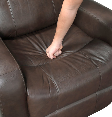 Austin Brown Genuine Leather Double Reclining Sofa from Homelegance - Luna Furniture