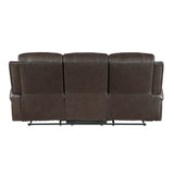 Austin Brown Genuine Leather Reclining Sofa and Loveseat from Homelegance - Luna Furniture
