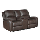 Austin Brown Genuine Leather Reclining Sofa and Loveseat from Homelegance - Luna Furniture