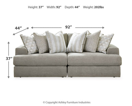Avaliyah Ash 2-Piece Sectional with Ottoman from Ashley - Luna Furniture