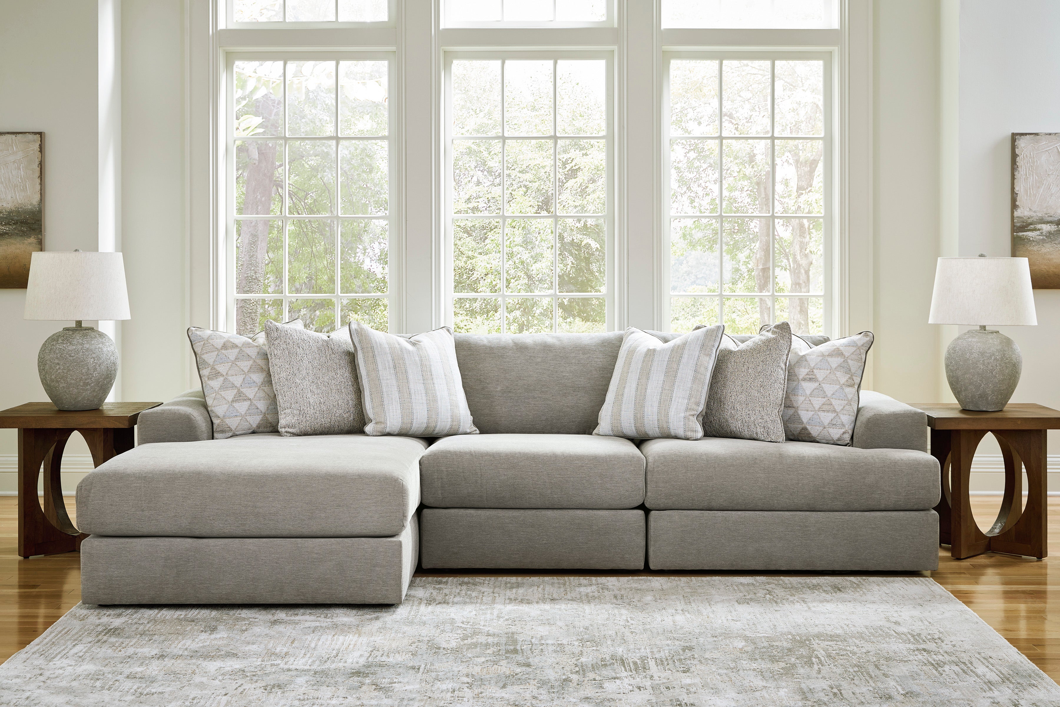 Avaliyah Ash 3-Piece LAF Chaise Sectional – Luna Furniture