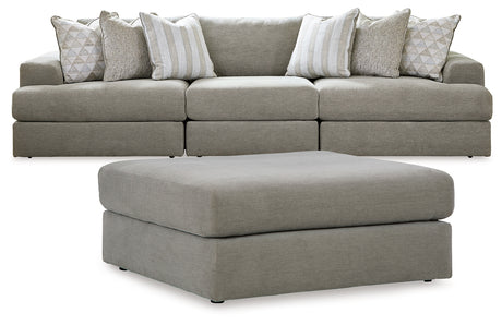 Avaliyah Ash 3-Piece Sectional with Ottoman from Ashley - Luna Furniture