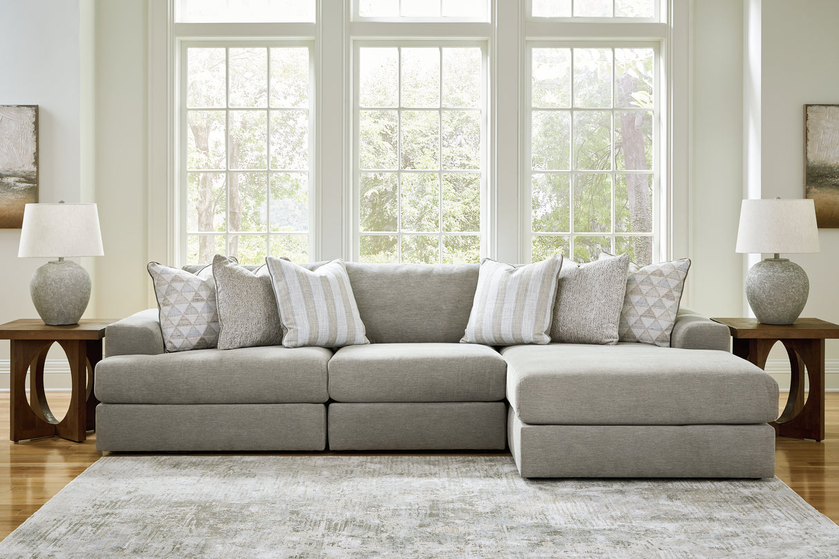 Avaliyah Ash 3-Piece Sectional with Ottoman from Ashley - Luna Furniture