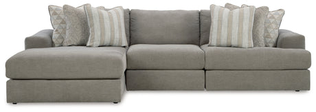 Avaliyah Ash 3-Piece Sectional with Ottoman from Ashley - Luna Furniture