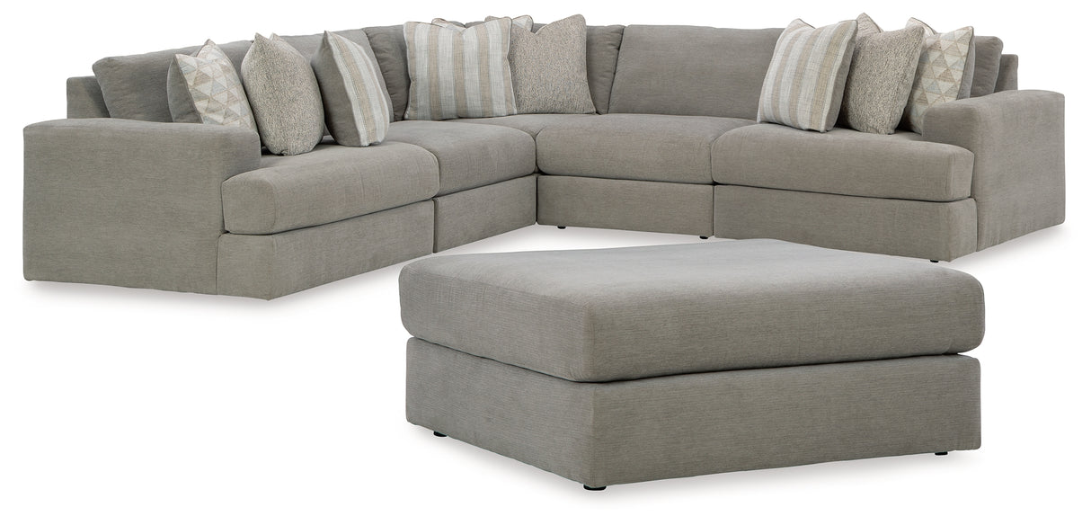 Avaliyah Ash 5-Piece Sectional with Ottoman from Ashley - Luna Furniture