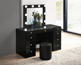 Avery Black Makeup Vanity Set with Lighted Mirror from Crown Mark - Luna Furniture