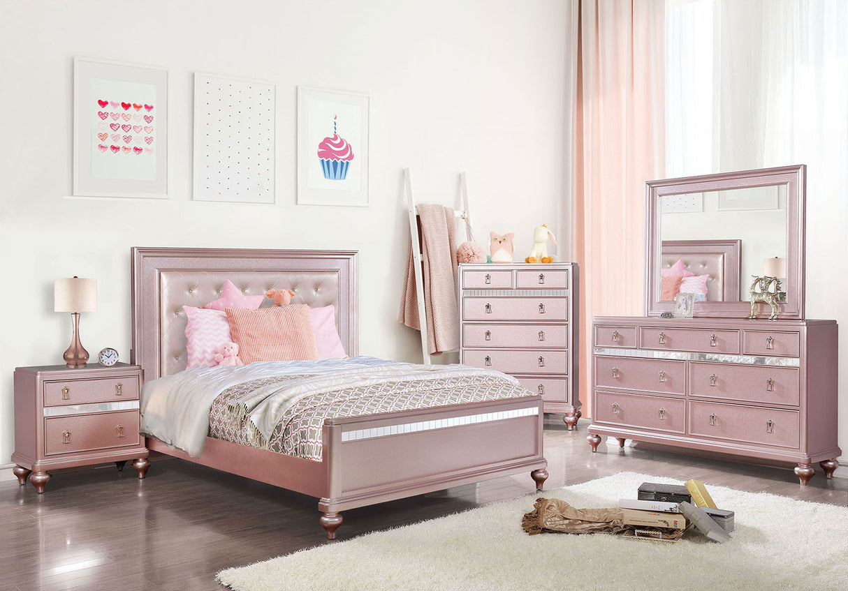 Avior Rose Gold Twin Bed from Furniture of America - Luna Furniture