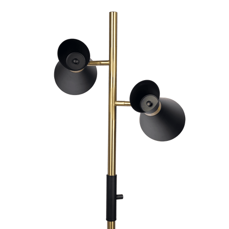 Axis Brassed Gold Floor Lamp with 4-Way Switch Double Spots with Metal Base from Midinmod - Luna Furniture