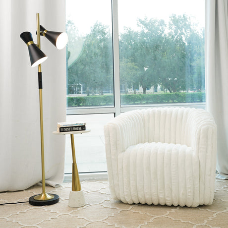 Axis Brassed Gold Floor Lamp with 4-Way Switch Double Spots with Metal Base from Ashcroft Furniture - Luna Furniture