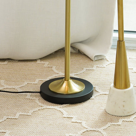 Axis Brassed Gold Floor Lamp with 4-Way Switch Double Spots with Metal Base from Ashcroft Furniture - Luna Furniture