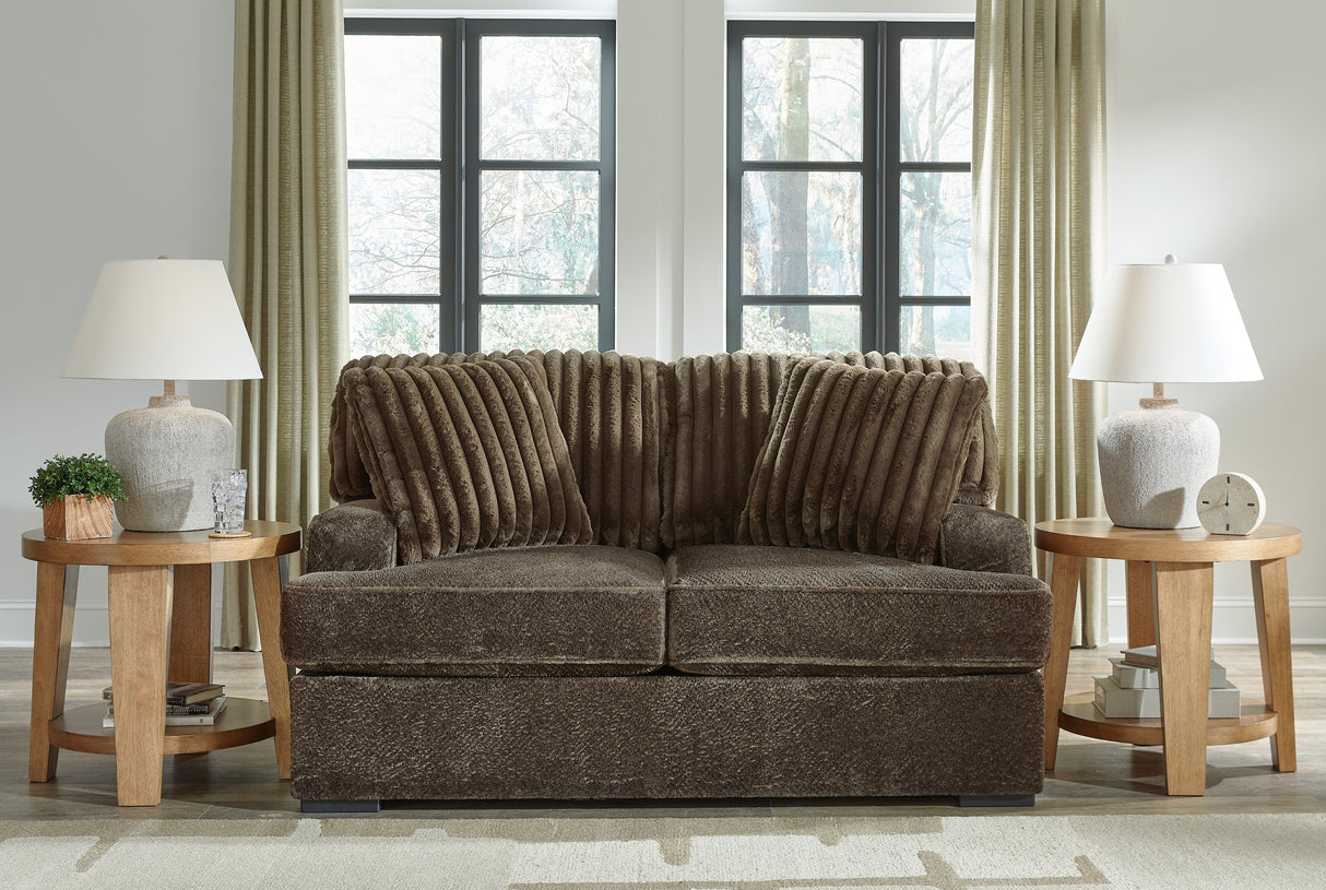 Aylesworth Chocolate Loveseat from Ashley - Luna Furniture