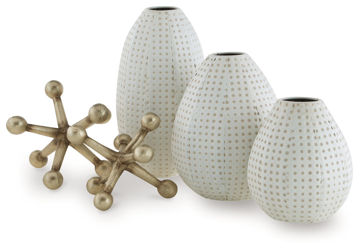 Azerton White/Gold Finish Accessory Set (Set of 5) from Ashley - Luna Furniture