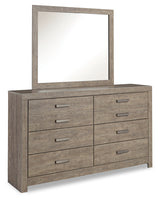 Culverbach Gray Queen Panel Bed with Mirrored Dresser, Chest and 2 Nightstands from Ashley - Luna Furniture