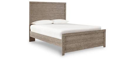 Culverbach Full Panel Bed with Mirrored Dresser, Chest and 2 Nightstands in Gray from Ashley Furniture - Luna Furniture