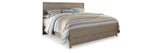 Culverbach King Panel Bed with Mirrored Dresser and 2 Nightstands in Gray from Ashley Furniture - Luna Furniture