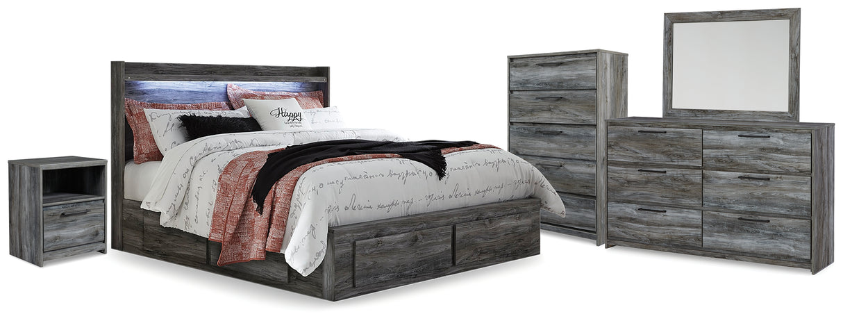 Baystorm Gray LED Storage Platform Bedroom Set with 4 Drawers from Ashley Furniture - Luna Furniture