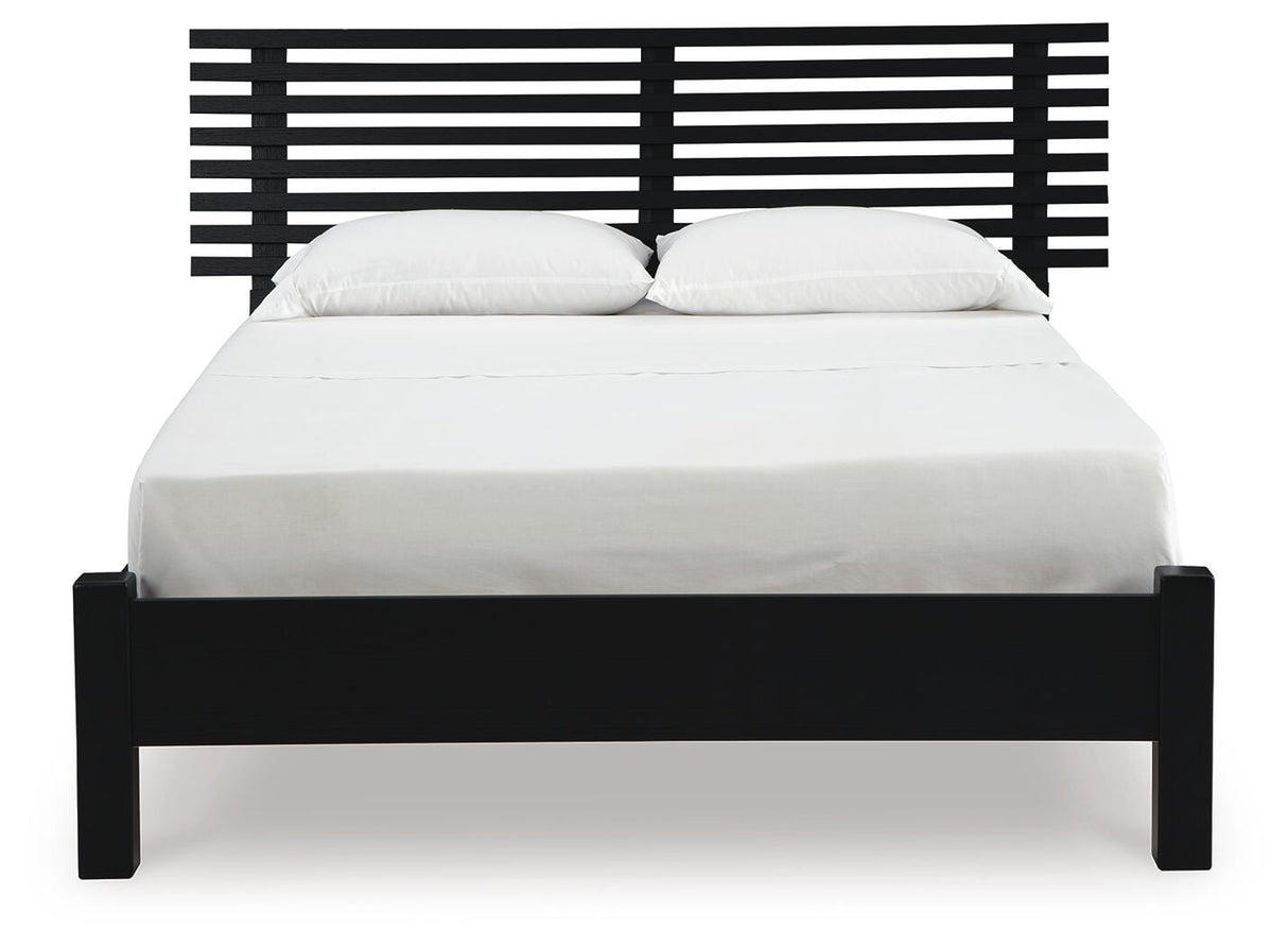 Danziar Black Queen Slat Platform Bed from Ashley Furniture - Luna Furniture