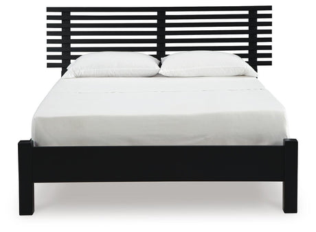 Danziar Black Queen Slat Platform Bed from Ashley Furniture - Luna Furniture