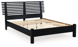 Danziar Black Full Slat Panel Bed with Mirrored Dresser from Ashley - Luna Furniture
