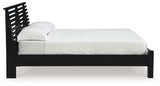 Danziar Black Full Slat Panel Bed with Mirrored Dresser from Ashley - Luna Furniture