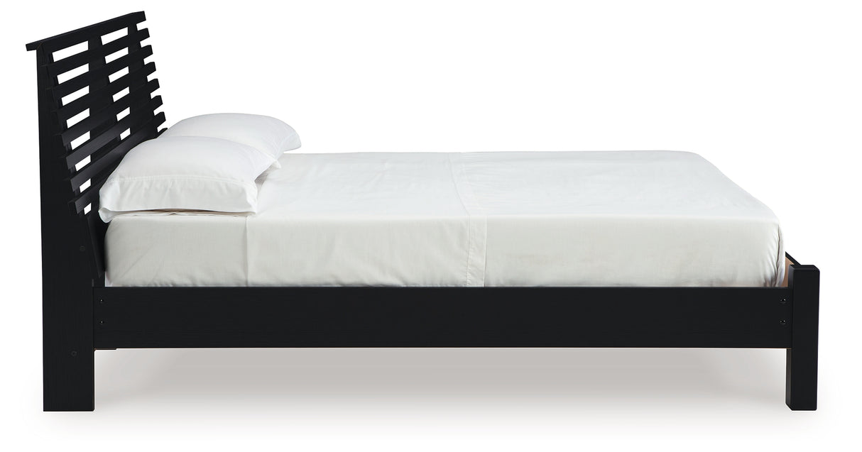 Danziar Black Queen Slat Platform Bed from Ashley Furniture - Luna Furniture