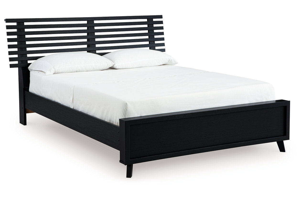 Danziar Black Queen Slat Framed Platform Bed from Ashley - Luna Furniture