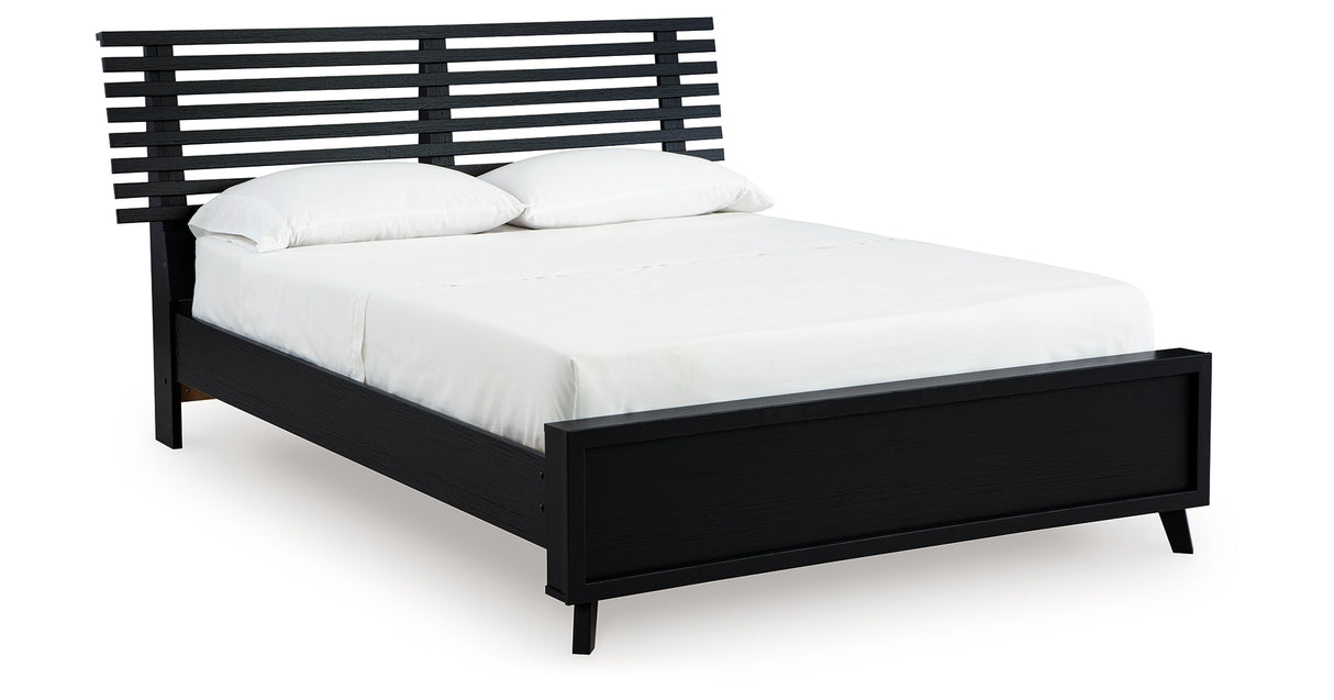 Danziar Black Queen Slat Framed Platform Bed from Ashley Furniture - Luna Furniture