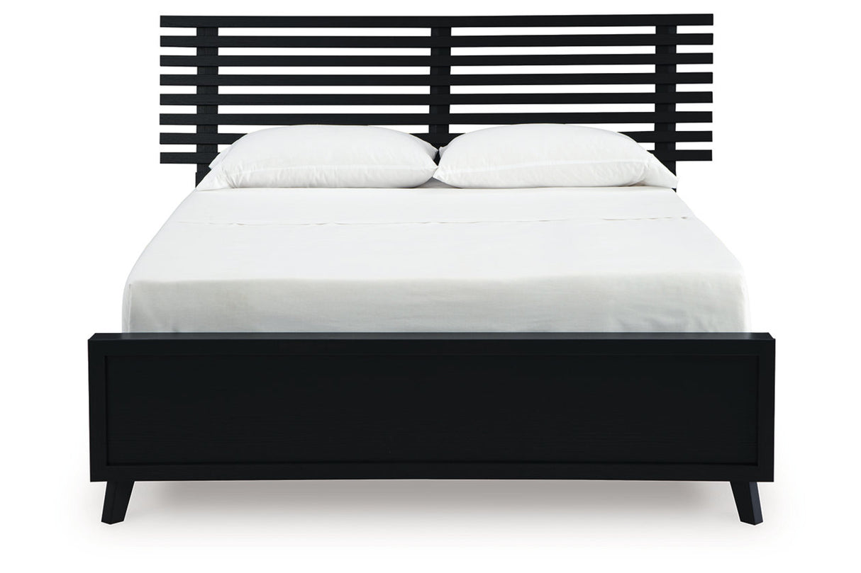 Danziar Black Queen Slat Framed Platform Bed from Ashley - Luna Furniture