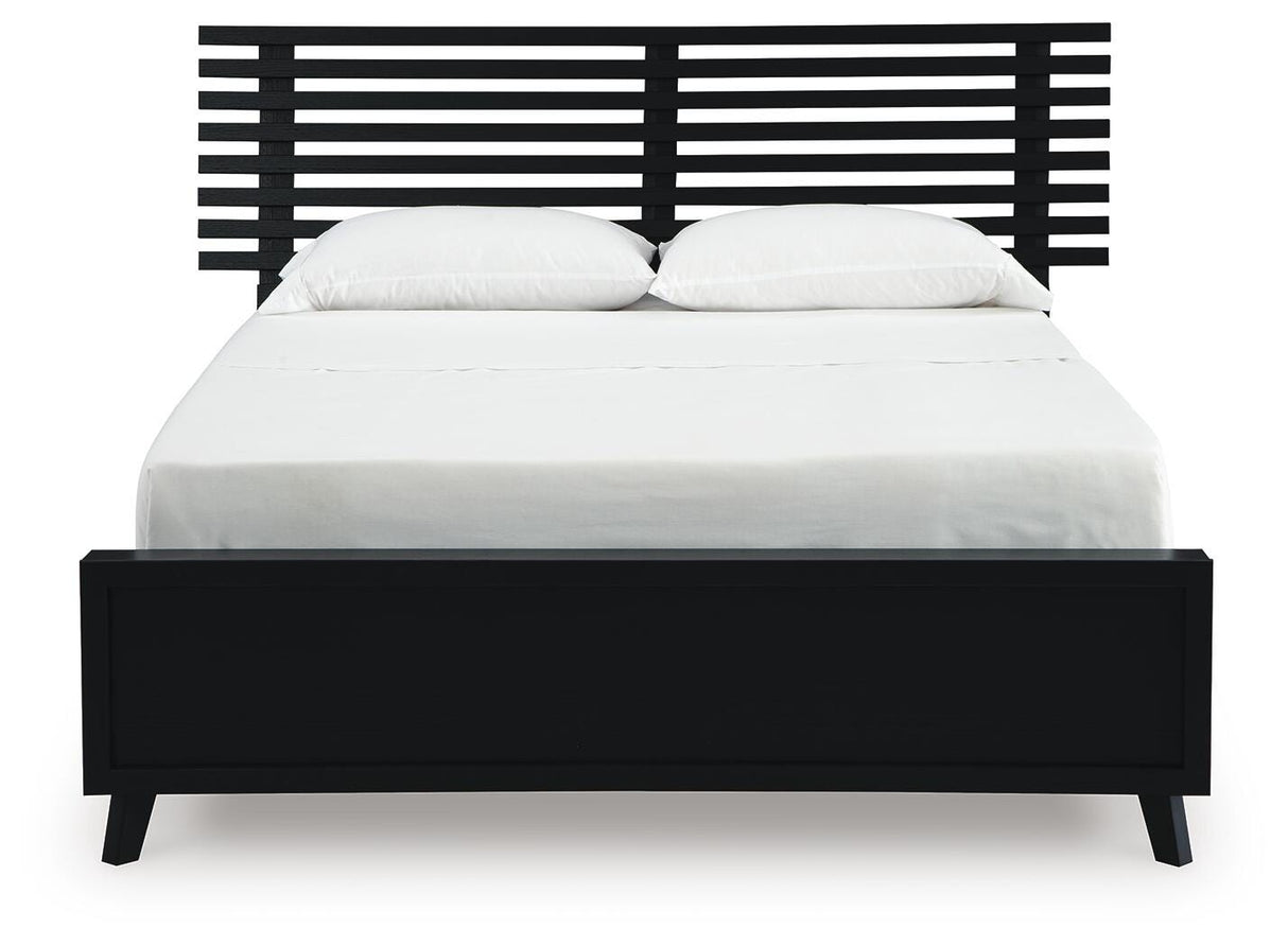 Danziar Black Queen Slat Framed Platform Bed from Ashley Furniture - Luna Furniture