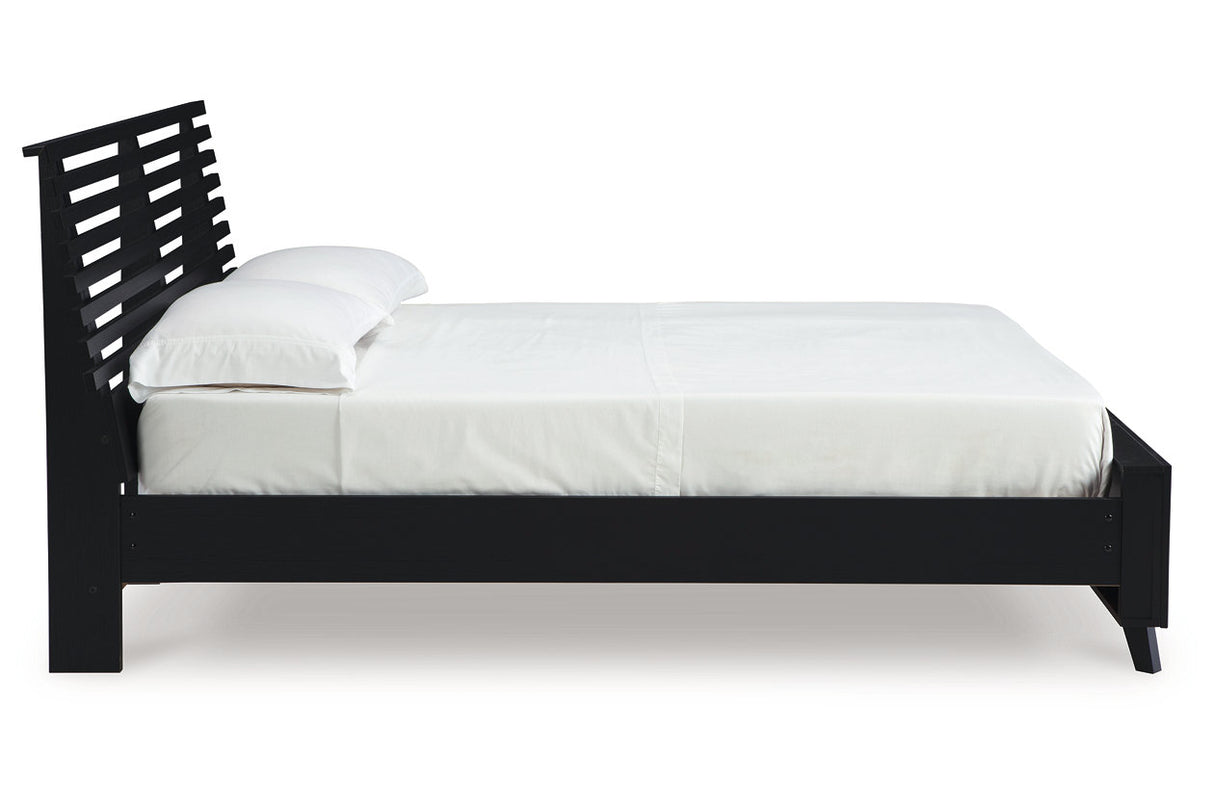 Danziar Black Queen Slat Framed Platform Bed from Ashley - Luna Furniture