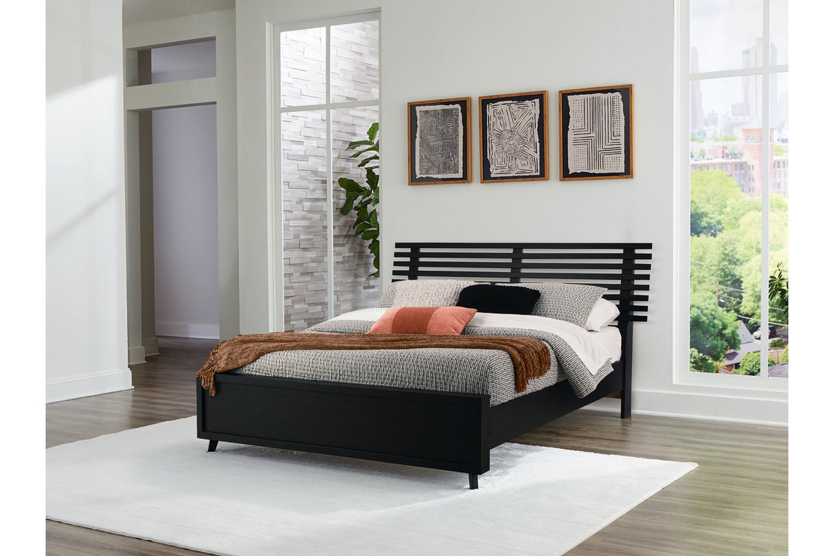 Danziar Black Queen Slat Framed Platform Bed from Ashley - Luna Furniture