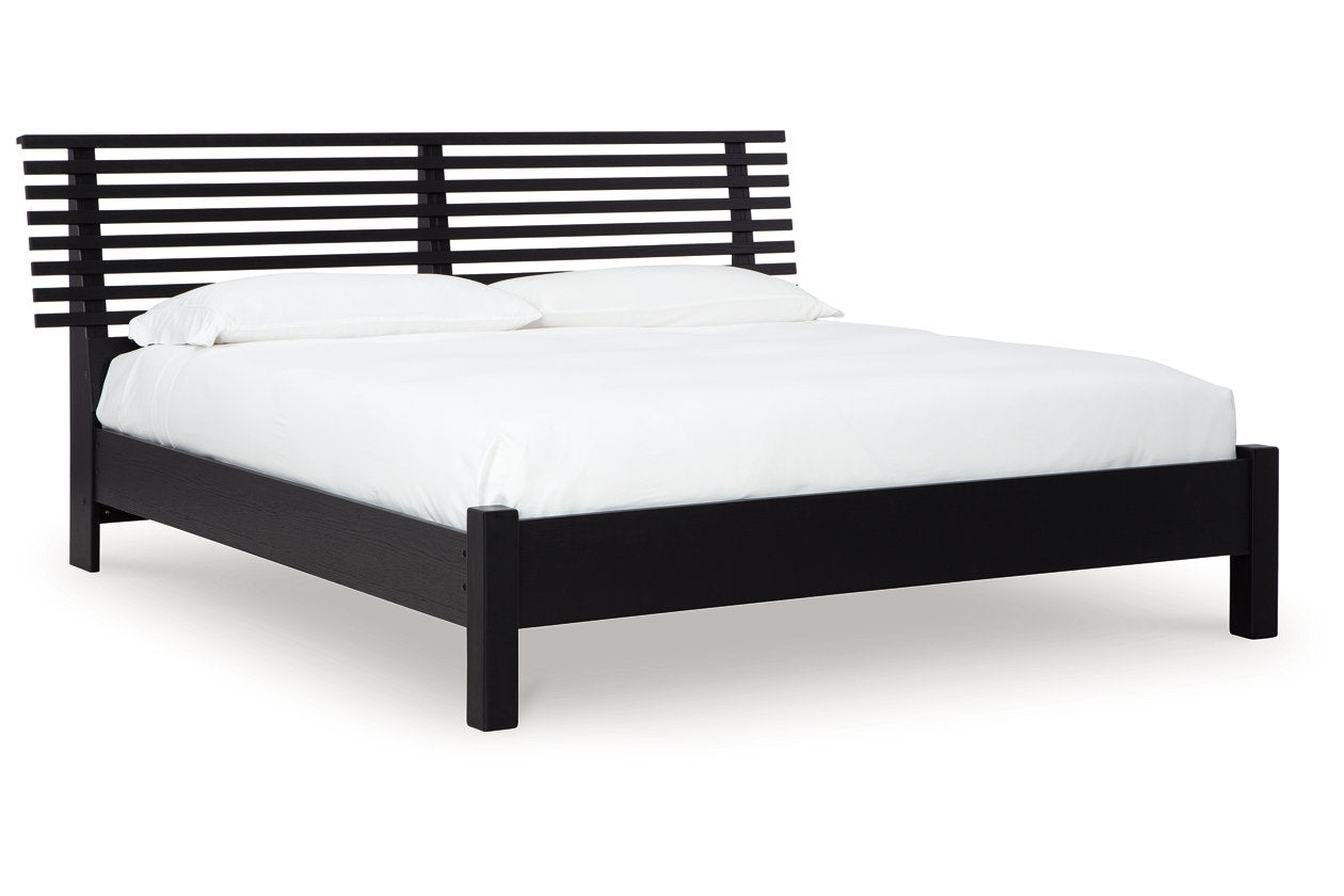 Danziar Black King Slat Platform Bed from Ashley - Luna Furniture