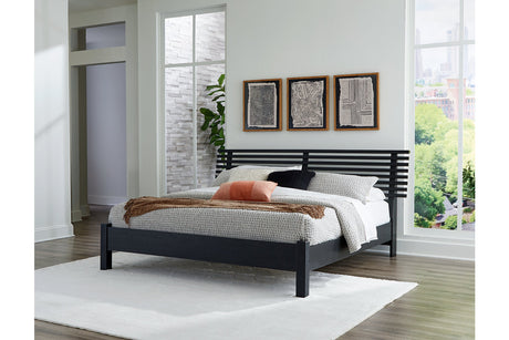 Danziar Black King Slat Platform Bed from Ashley - Luna Furniture