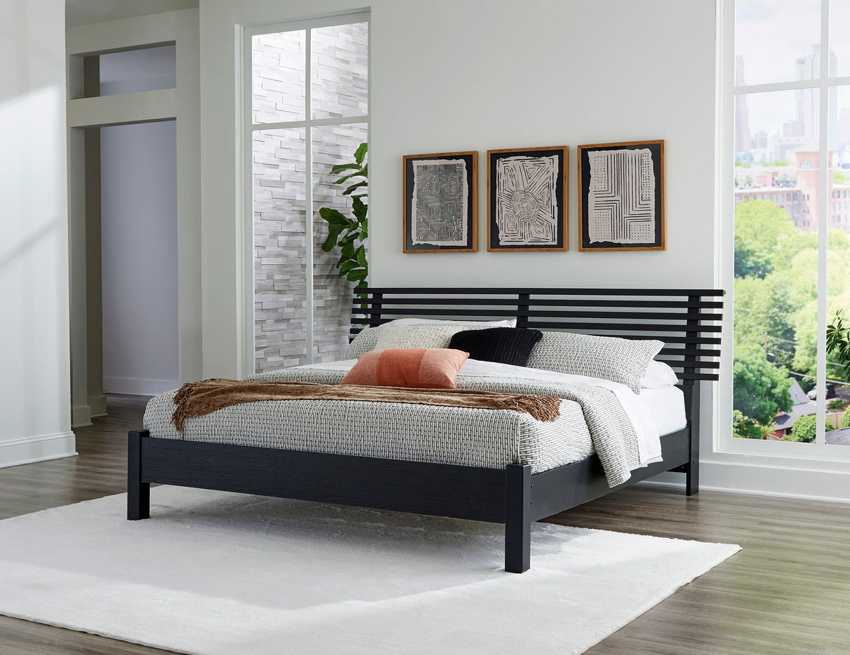 Danziar Black Slat Platform Bedroom Set from Ashley - Luna Furniture
