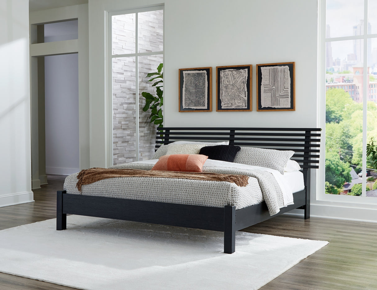 Danziar Black King Slat Platform Bed from Ashley Furniture - Luna Furniture