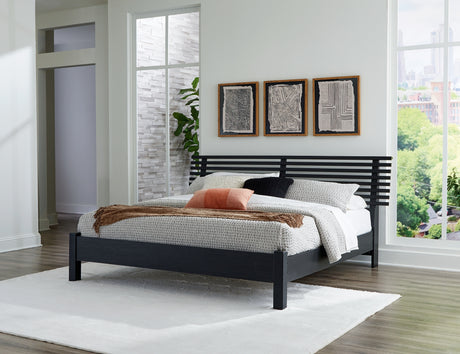 Danziar Black King Slat Platform Bed from Ashley - Luna Furniture