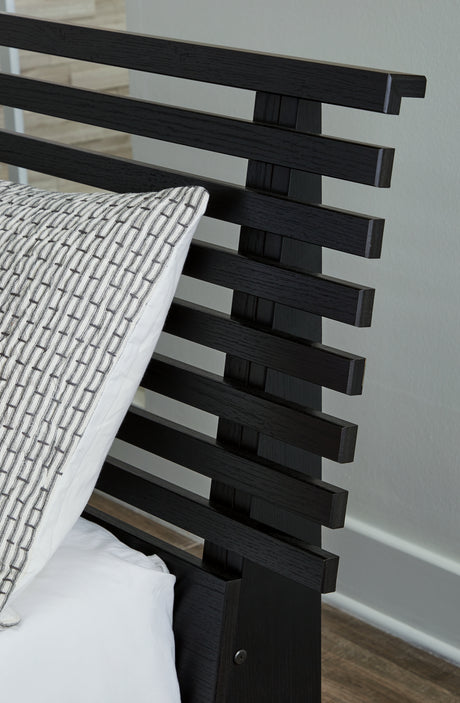 Danziar Black King Slat Framed Platform Bed from Ashley - Luna Furniture