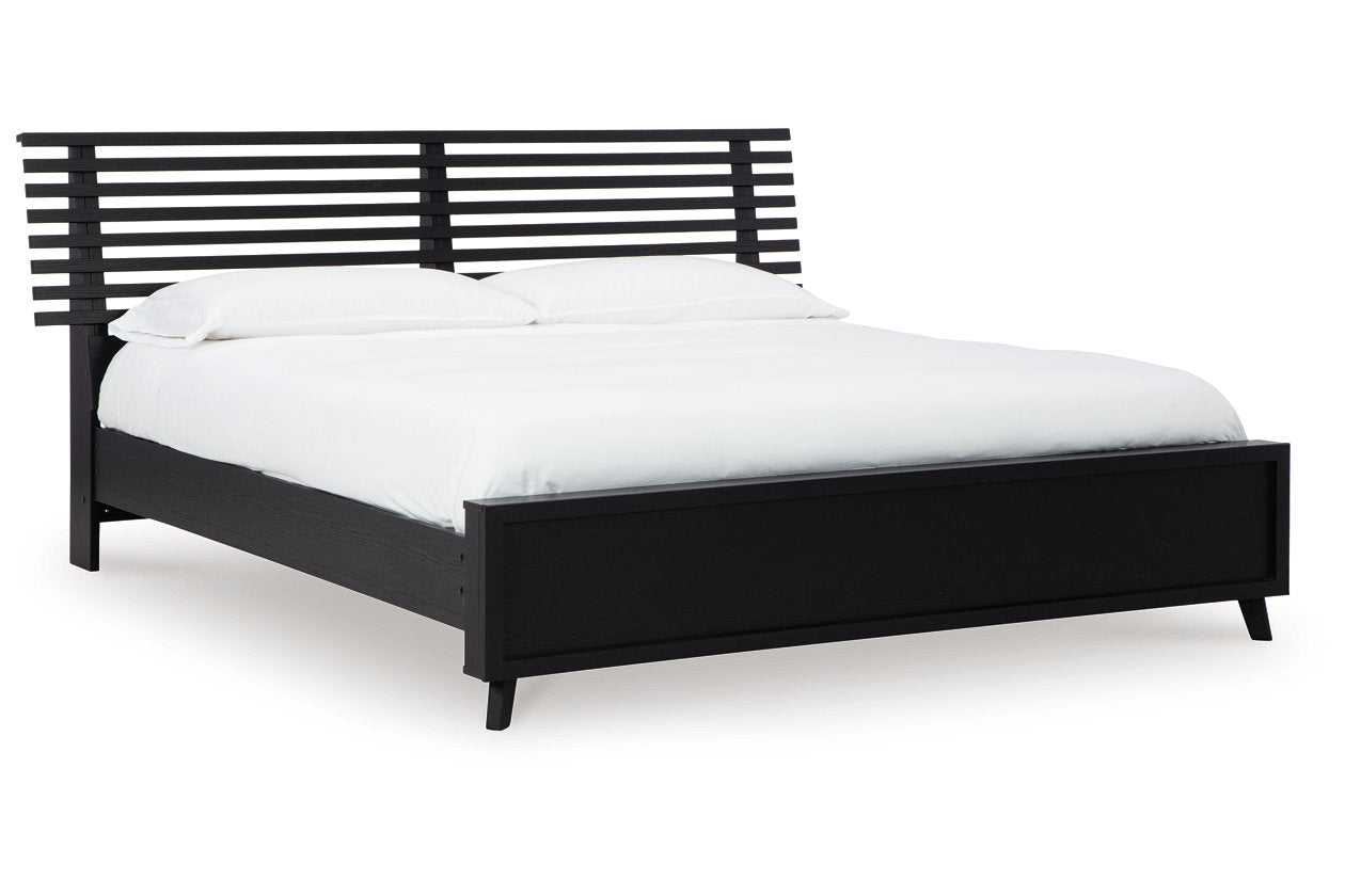 Danziar Black King Slat Framed Platform Bed from Ashley - Luna Furniture