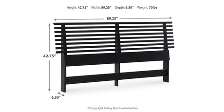 Danziar King Panel Headboard with Mirrored Dresser and Chest in Black from Ashley - Luna Furniture
