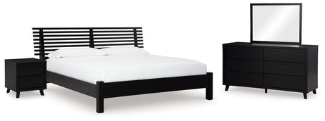 Danziar King Slat Panel Bed, Dresser, Mirror and Nightstand from Ashley Furniture - Luna Furniture