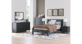 Danziar Queen Panel Headboard with Mirrored Dresser, Chest and Nightstand in Black from Ashley - Luna Furniture