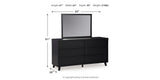 Danziar King Panel Headboard with Mirrored Dresser, Chest and 2 Nightstands in Black from Ashley - Luna Furniture
