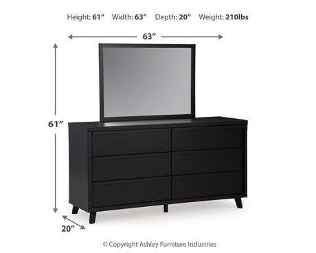 Danziar Black Queen Bed, Dresser, Mirror, Chest and Nightstand from Ashley - Luna Furniture