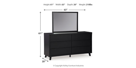 Danziar King Panel Headboard with Mirrored Dresser, Chest and 2 Nightstands in Black from Ashley - Luna Furniture
