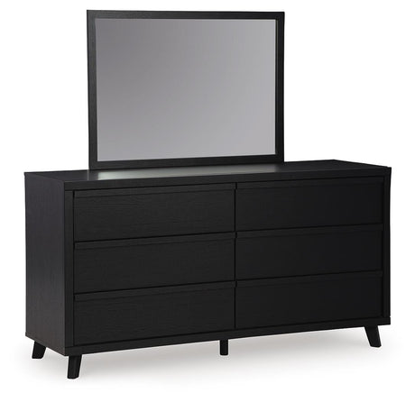 Danziar Black Full Panel Slat Bed, Dresser and Mirror from Ashley - Luna Furniture