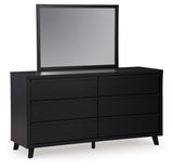 Danziar Black Full Slat Panel Bed with Mirrored Dresser from Ashley - Luna Furniture