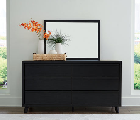 Danziar Black Full Panel Slat Bed, Dresser and Mirror from Ashley - Luna Furniture