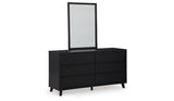 Danziar Queen Panel Headboard with Mirrored Dresser and Chest in Black from Ashley - Luna Furniture