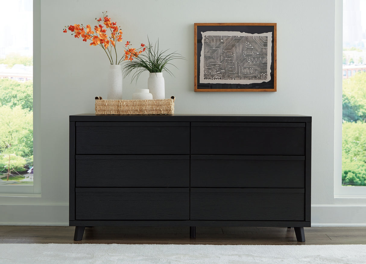 Danziar Black King Panel Bed, Dresser and Nightstand from Ashley - Luna Furniture